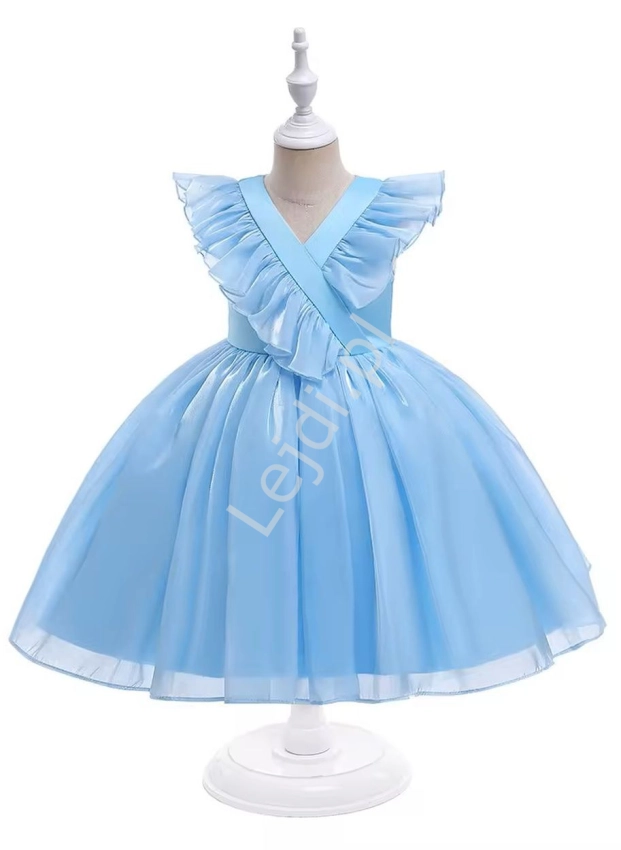 Błękitna sukienka dla dziewczynki na wesele, na bal, na urodziny AL031